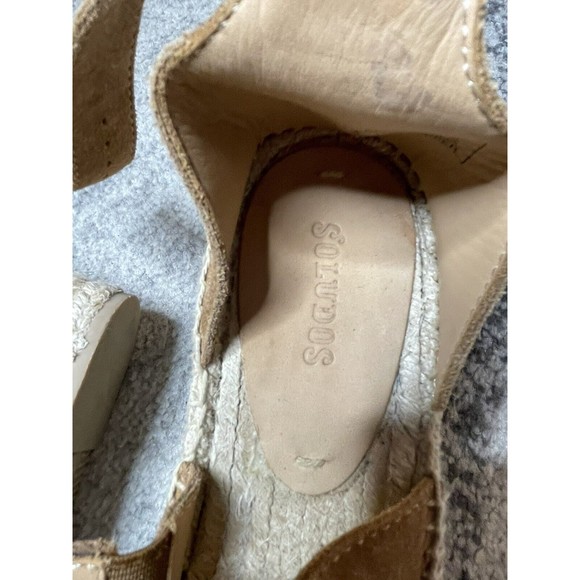 Soludos Womens Sz 8 Shoes Brown Suede Strappy Wedge Platform Espadrille Sandal - Picture 3 of 5